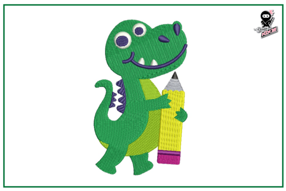 Baby Crocodile with Pencil: School Embroidery Review