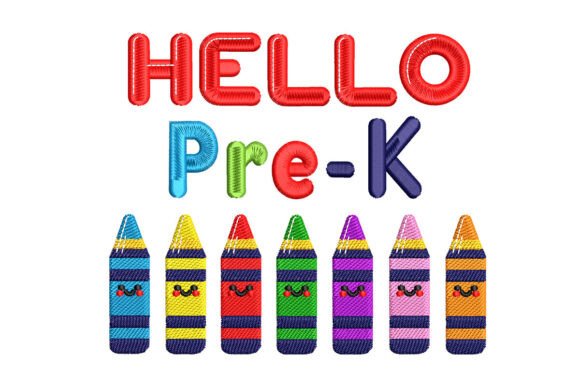 Back to School Hello Pre-K Embroidery Design