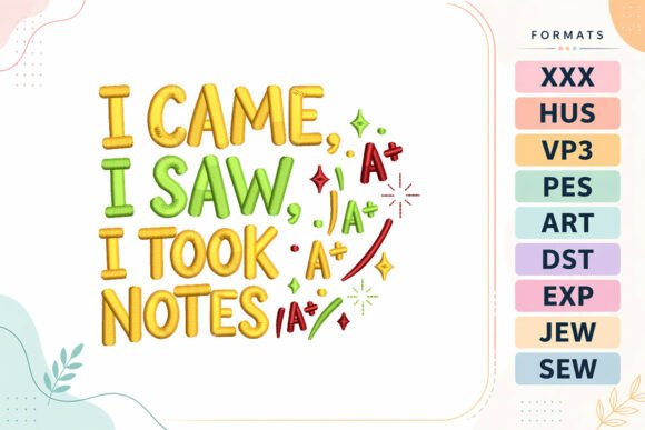 Back to School Student Quote: A Playful Academic Embroidery