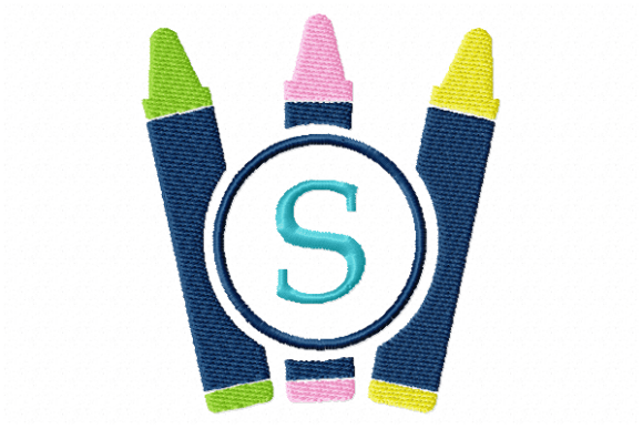 Charming Crayons Frame Monogram Letter S