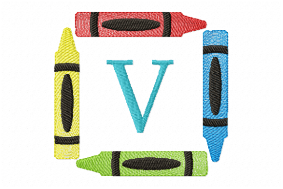 Crayons Frame Monogram Letter V for Apparel