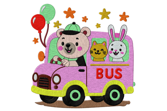 Cute Animal School Bus: An Embroidery Design Review