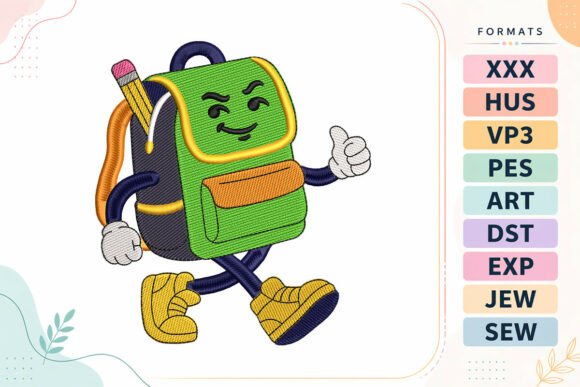Cute Backpack Back to School Embroidery