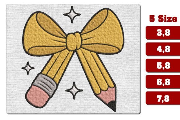 Pencil Bow Back to School Embroidery