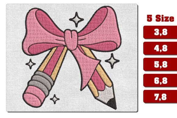 Pink Pencil Bow: A Charming Back to School Embroidery